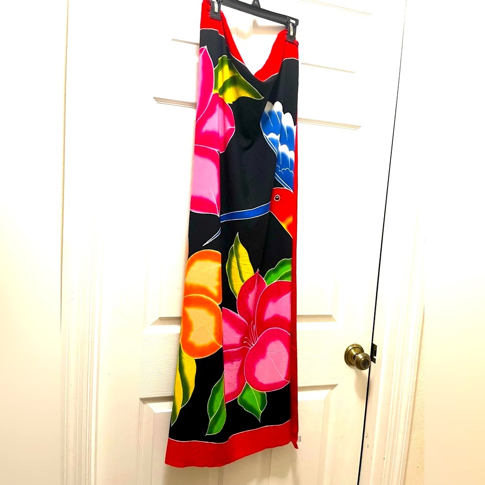 Pura Vida Costa Rica Floral Hummingbird Swimsuit Cover-up Sarong 66” x 45”